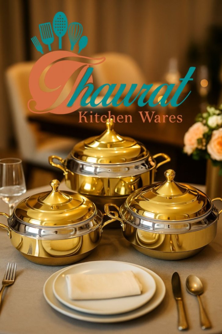 Salma gold set of 3 food warmers.