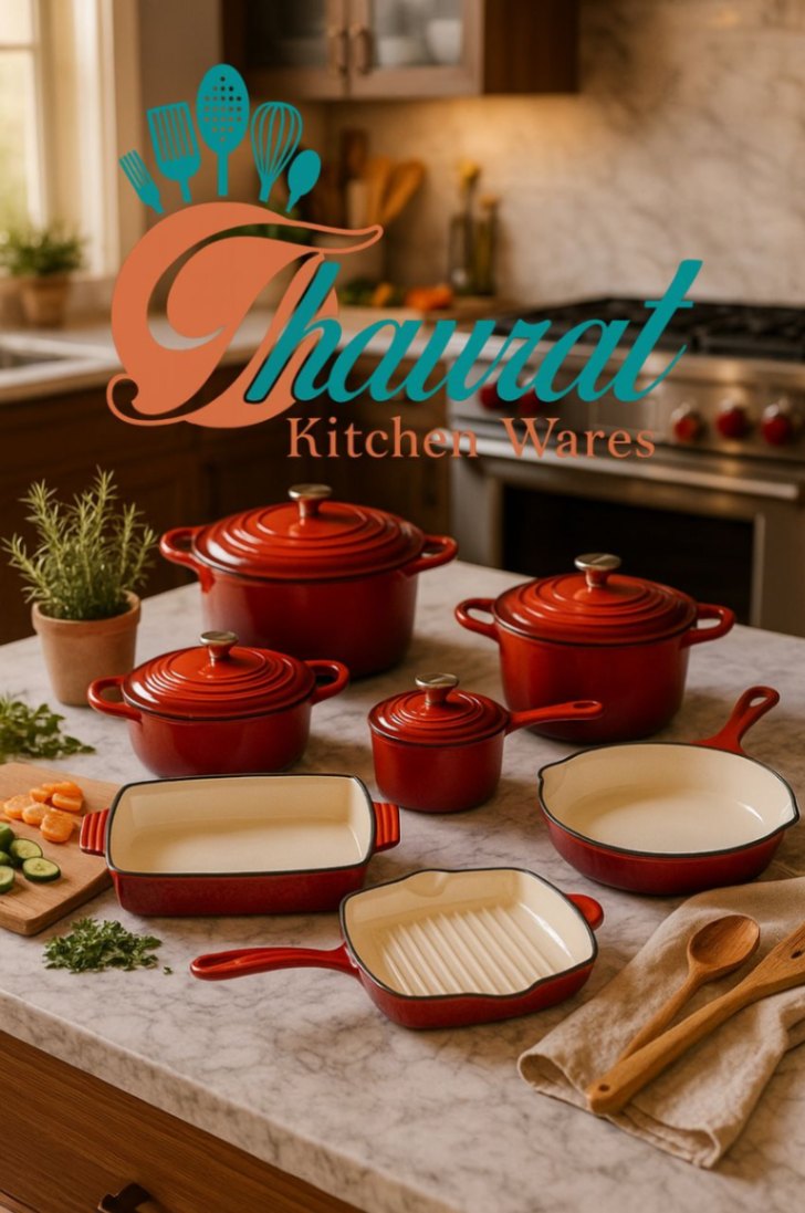 7 pieces cast iron cookware set
